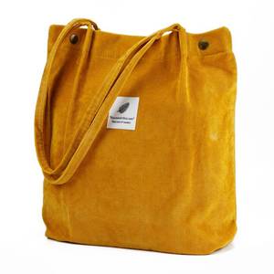 lot 8056 image: Corduroy Tote Bag Cute Tote Bags for Women Shoulder Bag with Inner Pocket for Work Beach Travel and Shopping Grocery (Autumn Leaves Yellow) - Retail $8