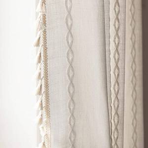 lot 8076 image: Deeprove White Boho Curtains 90 inches Length for Living Room Bedroom Nursery, Vintage Bohemian 90 inches Long Embroidery Farmhouse Light Filter Country Tassel Window Treatments, W52 x L90, 1 Panel - Retail $30