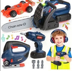 Childrens Pretend Play Tool Set with Power Tools and Accessories
