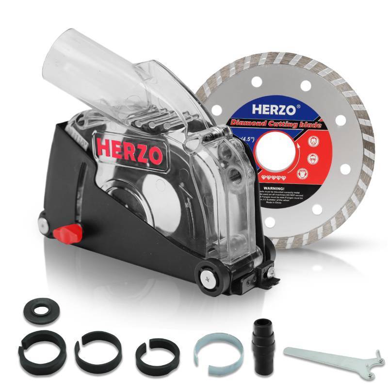 lot 56032 image: Dust Shroud Dust Extraction Cutting Guard for 5 inch and 4-12 inch Angle Grinder - Retail $32