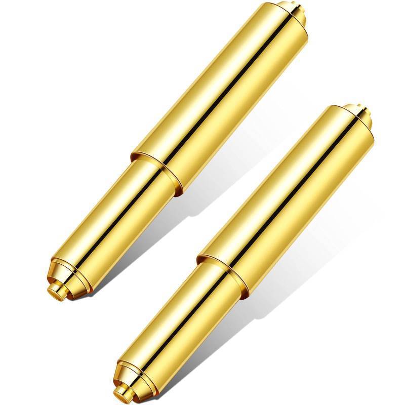 lot 56116 image: 2 Pcs Universal Toilet Paper Holder Replacement Rod Spring Loaded Plastic Retractable Paper Replacement Rod Toilet Tissue Roll Holder Insert for Bathroom Home Fixture Accessories (Gold) - Retail $7
