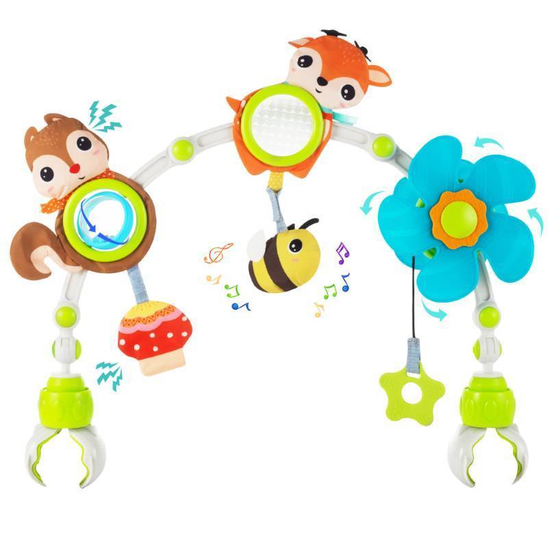 lot 56129 image: Adjustable Arch Bassinet Toys for Infant & Toddlers, Stroller Arch, Baby Crib Toys with Fascinating Hanging for Stimulating Babys Senses and Developing Motor Skills - Retail $27