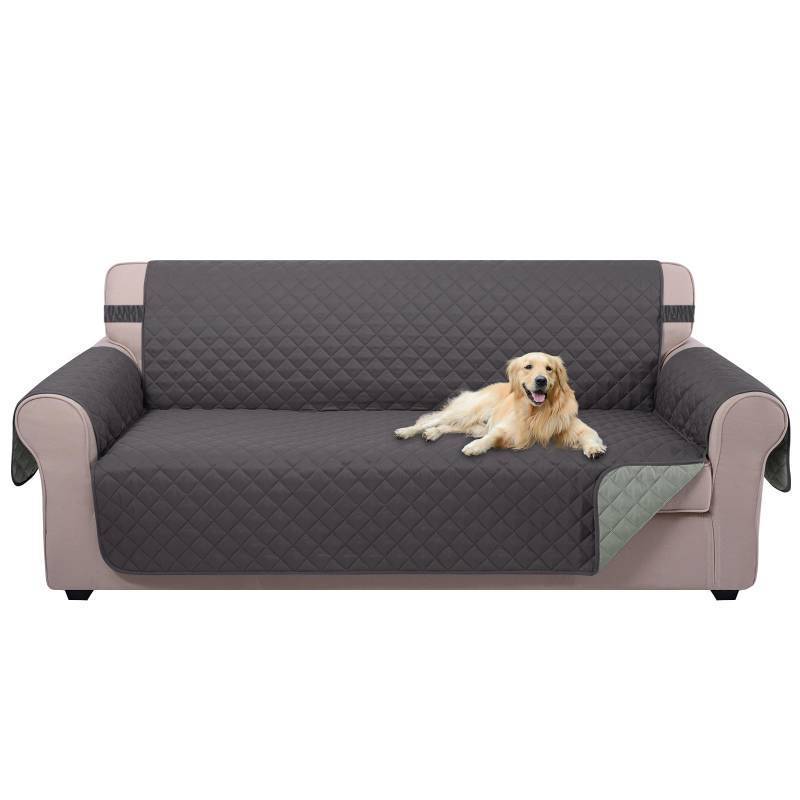 lot 56227 image: U-NICE HOME Reversible Sofa Cover Washable Couch Cover for Dogs with Elastic Straps Water Repellent Furniture Protector for 3 Cushion Couch Pet Friendly (Sofa, Dark GreyLight Grey) - Retail $24