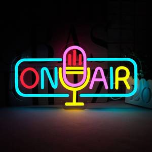 lot 26875 image: ON AIR Neon Light Recording Neon Signs Wall Decor for Podcast Setup, Broadcasting Room, Radio Station, Home Studio, Gift Art for Friends, Podcaster 16.14 x 8.35 - Retail $26