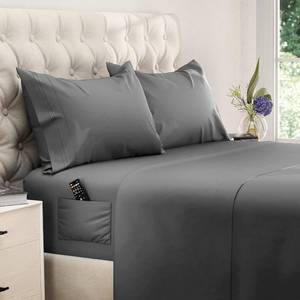 lot 26938 image: Queen Size Sheets - Cooling Bed Sheets - 4pcs Set - up to 15 Deep Pocket Queen Sheet Set - Sheets Queen Size Bed - Soft & Long Lasting 100% Fine Brushed Polyester with Side Pocket - DGray - Retail $37