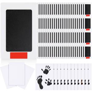 lot 26950 image: 12 Set Inkless Baby Footprint and Handprint Kit, Clean Touch Ink Pad for Baby Hand and Footprints, Dog Paw Print Kit with Ink Pads and Imprint Cards for Newborns Babies Pets Gifts (Black) - Retail $20