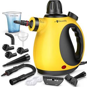 lot 26954 image: Pressurized Handheld Steam Cleaner for Home, Multi-Surface Steamer with 12 Accessories, 12.8oz Natural Steamer for Cleaning Car, Bathroom, Shower, Upholstery, Grout, Window, Grease - Retail $40