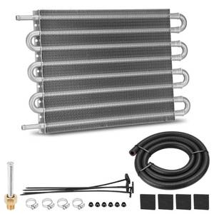 lot 26958 image: 8 Pass Aluminum Transmission Oil Cooler, 516 Universal 8 Rows Tube and Fin Cooler Kit engine with Hose Mounting. - Retail $32