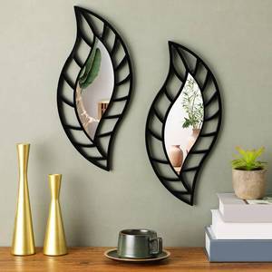 lot 26965 image: 2 Pcs Decorative Mirror Wall Decor Leaf Teardrop Mirror Wall Mounted Decorations for Living Room Bedroom Bathroom Vanity Entryway Office(Black) - Retail $23