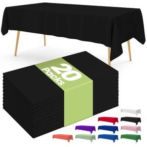 lot 26966 image: Plastic Table Cloth Disposable 20 Pack, 54 x 108 Inch Table Cloths, Graduation Decorations Class of 2025, Graduation Party Tablecloths, Rectangle, Plastic Cover, Leakproof & Sturdy, Black - Retail $23