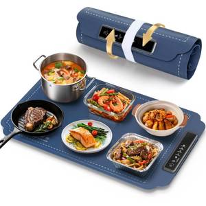 lot 26969 image: Warming Mat for Food, Food Warmer with 4 Level Adjustable Temperature, Full Surface Heating, Rollable & Portable Food Warming Mat Electric Warming Tray for Buffets Party and Home Daily Use - Retail $23