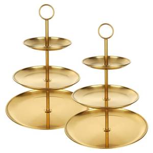 lot 26978 image: 2Pcs 3 Tier Stainless Steel Cupcake Stand - Gold Tiered Dessert Stand for Parties - Retail $30