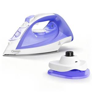 lot 26982 image: Cordless Iron for Clothes, 1550W 2-In-1 CordlessCorded Steam Iron Rapid Heating, Ceramic Soleplate, 3-Way Auto-Off, Self-Cleaning, 12.85oz Water Tank Ironing Clothes for Home, Purple - Retail $64