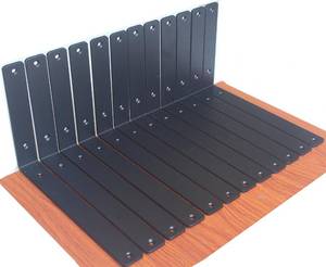 lot 26988 image: 4 Pack - L 12 x H 8 x W1.5, 5mm Thick Black L Shelf Bracket, Iron Shelf Brackets, Metal Shelf Brackets, Floating Shelf, Shelf Supports with Screws - Retail $23