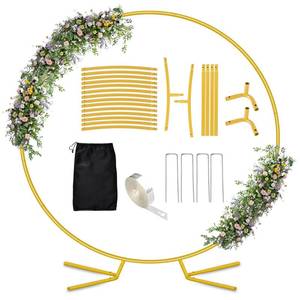 lot 26995 image: 6.6FT Balloon Arch Stand, Metal Round Arch Backdrop Stand for Parties, Circle Balloon Arch Frame Wedding Arches with Upgrade base for Ceremony Birthday Party Baby Shower Decoration - Retail $28