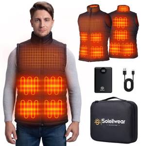 lot 26996 image: Mens Heated Vest with 12000mAh Battery, 9 Heated Zones Lightweight Rechargeable Vest for Camping Ski Outdoor - Retail $40