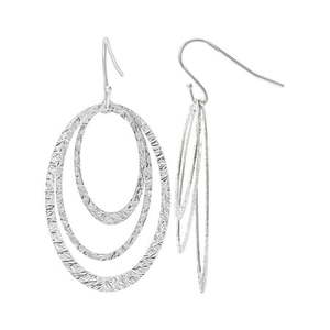 lot 105 image: Brilliance Fine Jewelry Women��s Sterling Silver Triple Oval Dangle Earrings