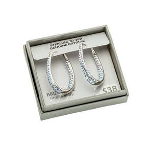 lot 111 image: Sterling Silver Light Purple Crystal Hoop Earrings