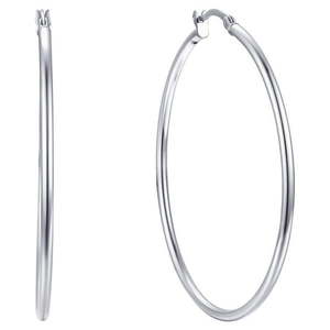 lot 118 image: Brilliance Fine Jewelry Adult Click Top Hoops in Sterling Silver 50MM