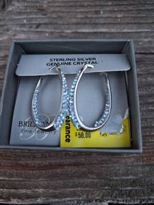lot 127 image: Sterling Silver Crystal Hoop Earrings by Brilliance