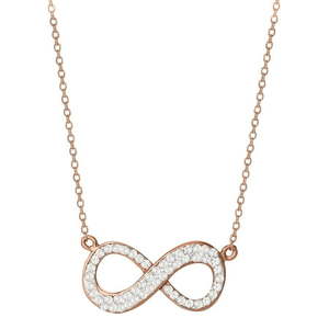lot 128 image: Sterling Silver 14KT Gold Plated Crystal Infinity Necklace 18  chain