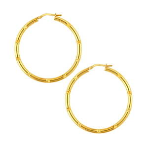 lot 129 image: BRILLIANCE FINE JEWELRY Womens 14K Gold Plated Sterling Silver Diamond Cut Hollow Tube Female Adults Earrings