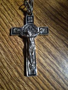 lot 136 image: St. Benedict Medal Cross Necklace with Chain