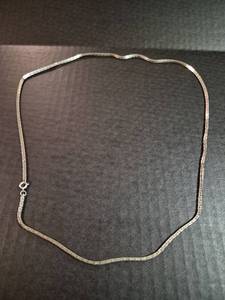 lot 141 image: Box Chain Necklace with Spring Ring Clasp - Sterling - Slight Magnetic Attraction
