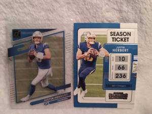 lot 1013 image: Justin Herbert Los Angeles Chargers Football Card Collection - 2 ct
