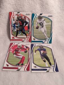 lot 1031 image: 2021 Panini Absolute Football Trading Cards - Odell Beckham Jr., Laviska Shenault Jr., DeAndre Hopkins, and Marquise Brown - 4 ct