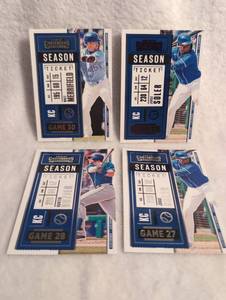 lot 2001 image: 2020 Panini Contenders Baseball Season Ticket Cards Kansas City Royals - White Merrifield, Jorge Soer(2x), Hunter Dozier - 4 ct
