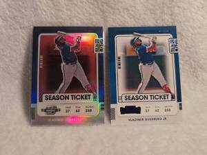 lot 2004 image: Vladimir Guerrero Jr. 2021 Panini Contenders Season Ticket Baseball Cards - 2 ct