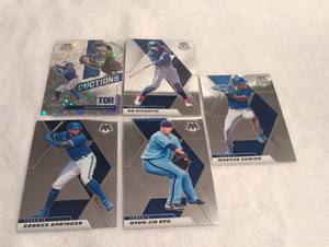 lot 2014 image: 2021 Panini Mosaic Baseball Toronto Blue Jays Card Lot - Including Bo Bichette -5 ct
