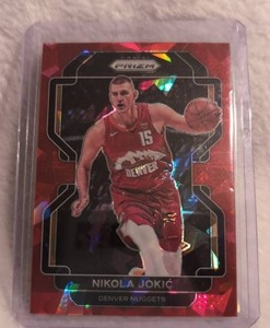 lot 3007 image: 2021-22 Panini Prizm Nikola Jokic Red Ruby Wave Denver Nuggets Basketball Card