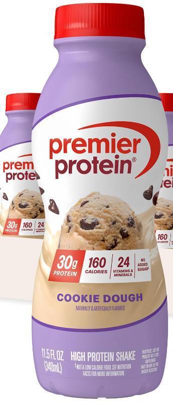 lot 3332 image: Premier Protein Shake, Cookie Dough, 30g Protein, No Added Sugar, 24 Vitamins & Minerals to Support Immune Health, 11.5 fl oz, 4 Pack (BB SEP.25.25) - Retail $32