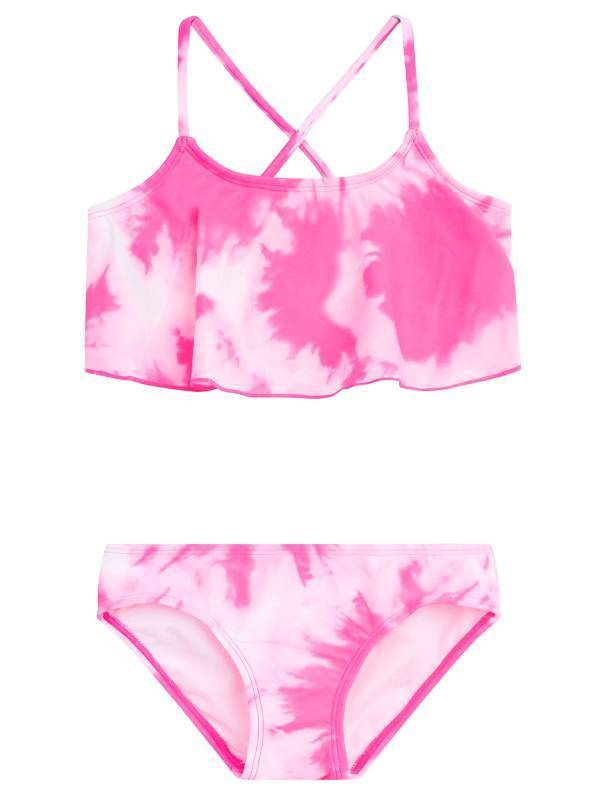 lot 3369 image: Kanu Surf girls Alania Flounce Bikini Beach Sport 2 Two Piece Swimsuit, Beach Girl Pink, 10 US
