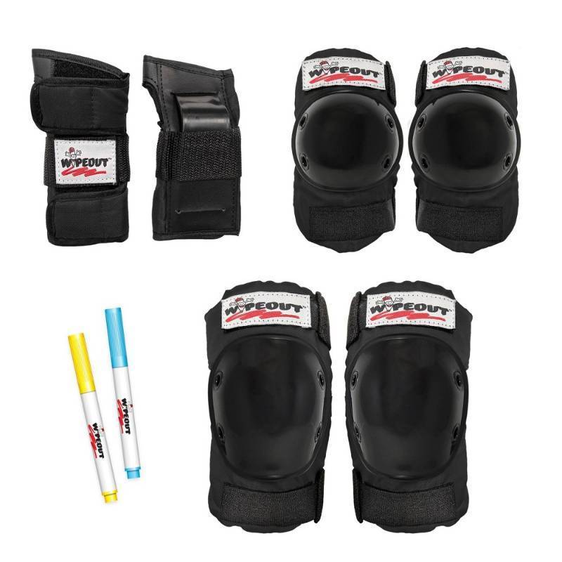 lot 3370 image: Wipeout Dry Erase Kids Pad Set 3pk - Black Cycling, Skateboarding Protection
