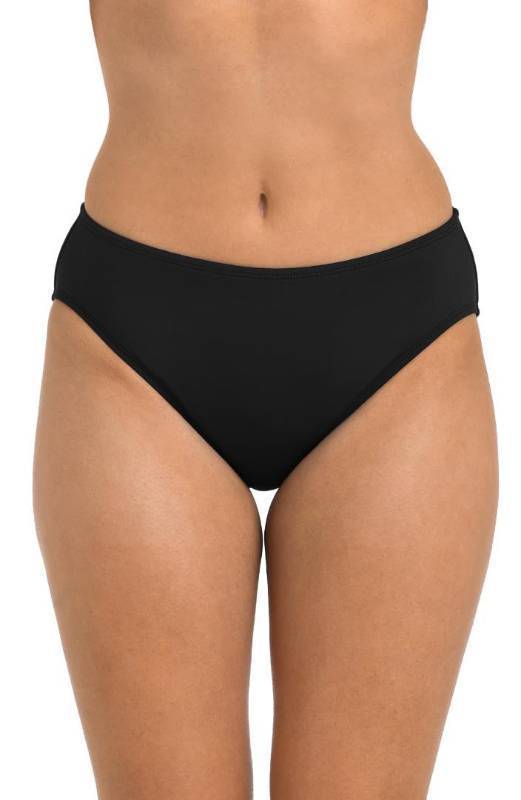lot 3413 image: 24th & Ocean Womens Mid Waist Bikini Swimsuit Bottom, BlackSolids, 16