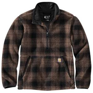lot 3416 image: Carhartt Mens Loose Fit Fleece Pullover, Sepia Ombre Plaid, Large - Retail $120