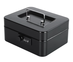 lot 3480 image: Cash Box with Combination Lock Safe Metal Money Box with Money Tray for Security Lock Box 7.87x 6.30x 3.35 Black
