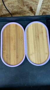lot 3481 image: Wooden Oval Serving Trays - Set of 2