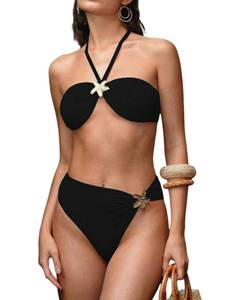 lot 3007 image: SherryDC Womens Cheeky Bikini Sets Sexy Bandeau Self Tie High Cut Swimsuit Bathing Suit large