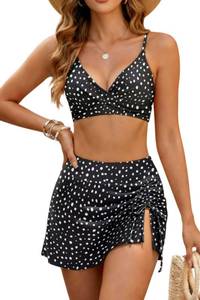 lot 3008 image: Talisea Womens Bikini Set with Skirt Two Piece High Waisted Swimsuit Criss Cross Top Tummy Control Swim Skirt Bathing Suit medium
