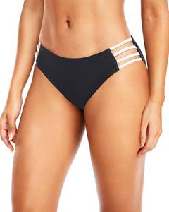 lot 3009 image: Tempt Me Women Black and White Strappy Bikini Bottom Full Coverage Bathing Suit Bottoms Swimsuit Bottom M