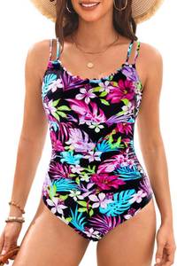 lot 3013 image: Daci Colorful Flower Womens One Piece Swimsuit Tummy Control - Slimming Bathing Suit Scalloped Neck Swimwear 2026 XL