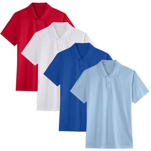 lot 3023 image: 4 Pack Boys Youth Kids Polo Shirt Mesh Athletic Quick Dry Short Sleeve Golf Shirt Moisture Wicking Active Tops(Age 5-16)