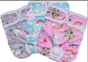 lot 3024 image: Reusable Female Dog Diapers 2 Pack Washable Pet Nappies