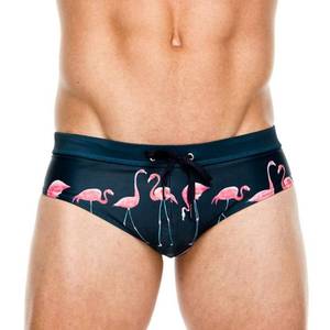 lot 3089 image: MIZOK Mens Sexy Swimwear Swim Briefs Bikini Swimsuits Print Surfing Short XL Swan