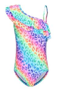 lot 3105 image: Girls One Piece Swimsuits One Shoulder Floral Bathing Suit for Kids Hawaiian Ruffle Swimwear Leopard Rainbow Size 1614-16 Years