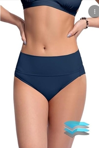 lot 3110 image: Vogueric Womens Bikini Bottoms Banded Swimsuit Bottom Full Coverage Ruched Swim Bottoms Moderate High Cut Bathing Suit Bottom Dark Navy Medium